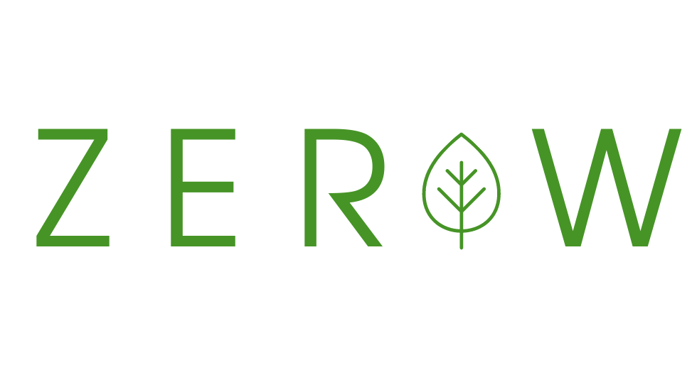 Logo of ZEROW, featuring the word 'ZEROW' in green with a leaf motif.