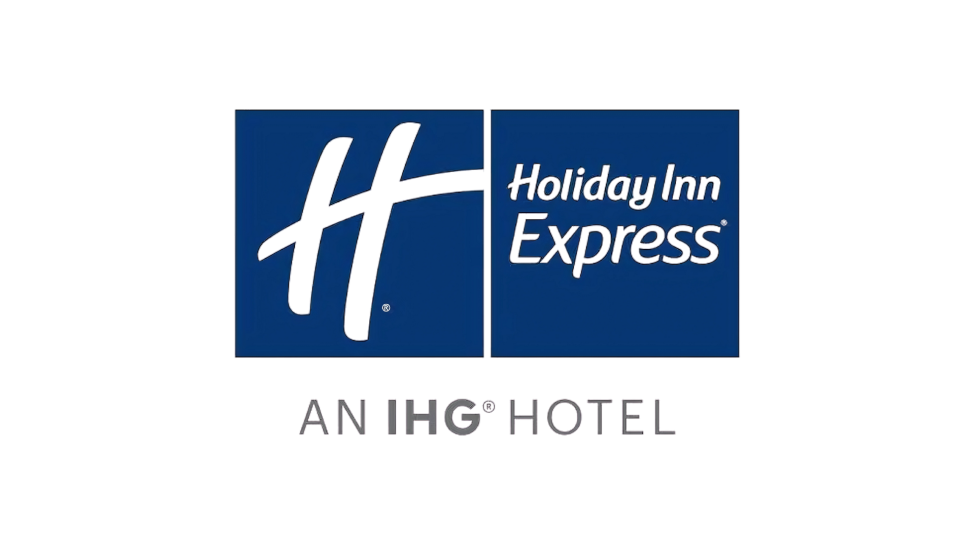 Holiday Inn Express logo featuring blue background with white text.