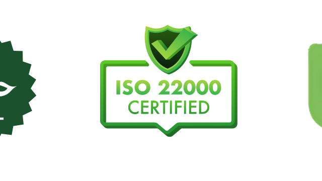 Logo of a sustainable certification with a green shield and check mark.
